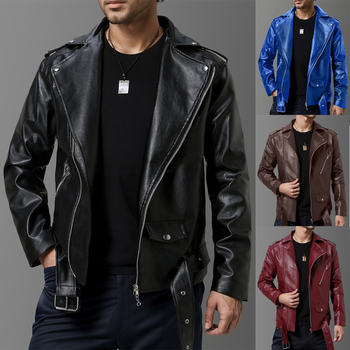 24 rudens naujas vyriškas aukštos kokybės, plonas, odinis švarkas su atvartu, per petį, britiškos mados baikerių odinis švarkas