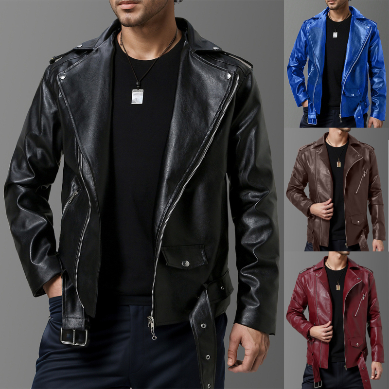 24 rudens naujas vyriškas aukštos kokybės, plonas, odinis švarkas su atvartu, per petį, britiškos mados baikerių odinis švarkas