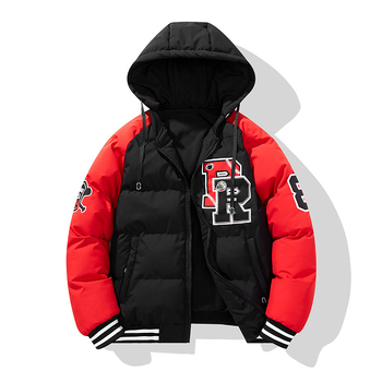 Jachetă cu glugă față-verso pentru bărbați, căptușită cu bumbac, haină caldă de iarnă pentru bărbați, îngroșată, căptușită cu bumbac, iarna 2024, nouă, largă pentru bărbați