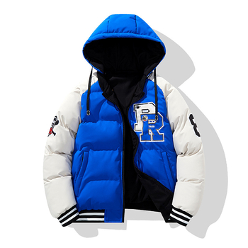 Jachetă cu glugă față-verso pentru bărbați, căptușită cu bumbac, haină caldă de iarnă pentru bărbați, îngroșată, căptușită cu bumbac, iarna 2024, nouă, largă pentru bărbați