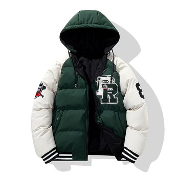 Jachetă cu glugă față-verso pentru bărbați, căptușită cu bumbac, haină caldă de iarnă pentru bărbați, îngroșată, căptușită cu bumbac, iarna 2024, nouă, largă pentru bărbați