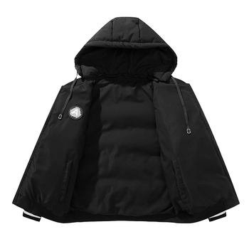 Jachetă cu glugă față-verso pentru bărbați, căptușită cu bumbac, haină caldă de iarnă pentru bărbați, îngroșată, căptușită cu bumbac, iarna 2024, nouă, largă pentru bărbați