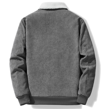 Jachetă de iarnă pentru bărbați, din piele de miel, cu guler, căptușită cu fleece, îngroșată, caldă, din bumbac, 2024, nouă, din catifea reiată