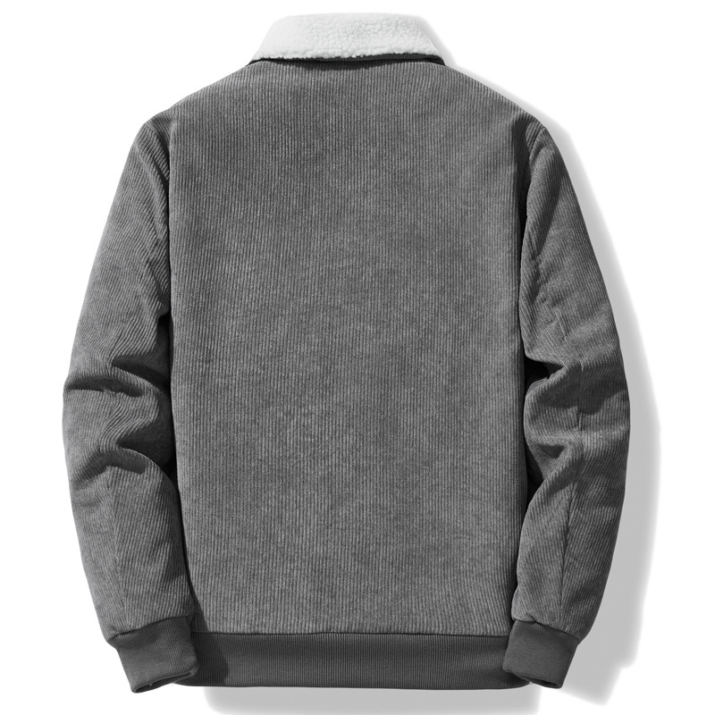 Jachetă de iarnă pentru bărbați, din piele de miel, cu guler, căptușită cu fleece, îngroșată, caldă, din bumbac, 2024, nouă, din catifea reiată