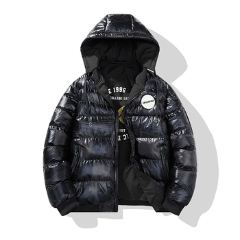 Piiriülene 2025. aasta uus läikiv puuvillane meeste talvine Korea stiilis paksendatud kapuutsiga puuvillane jope, meeste suur suurus puuvillane ülerõivaste meeste jope