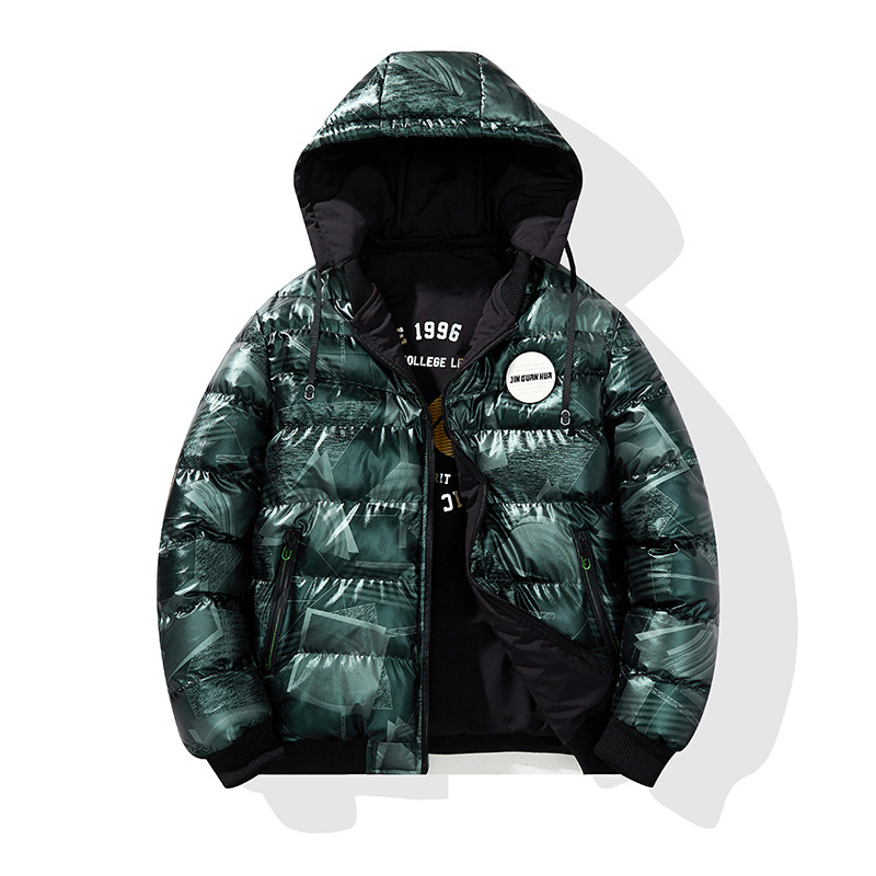 Piiriülene 2025. aasta uus läikiv puuvillane meeste talvine Korea stiilis paksendatud kapuutsiga puuvillane jope, meeste suur suurus puuvillane ülerõivaste meeste jope