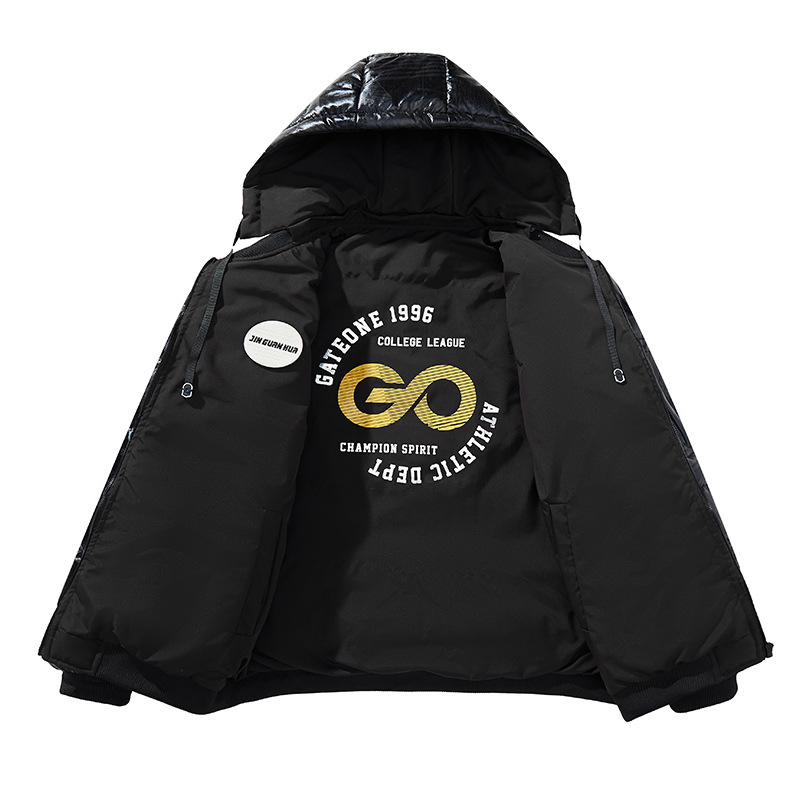 Piiriülene 2025. aasta uus läikiv puuvillane meeste talvine Korea stiilis paksendatud kapuutsiga puuvillane jope, meeste suur suurus puuvillane ülerõivaste meeste jope