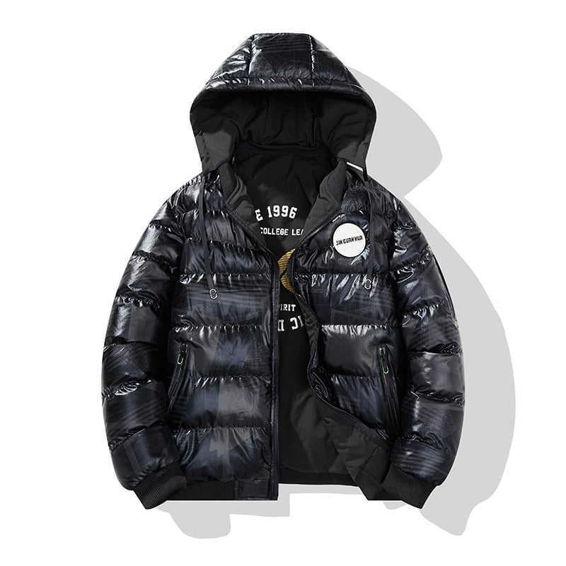 Piiriülene 2025. aasta uus läikiv puuvillane meeste talvine Korea stiilis paksendatud kapuutsiga puuvillane jope, meeste suur suurus puuvillane ülerõivaste meeste jope