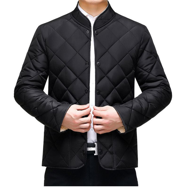 Ново есенно-зимно мъжко палто с памучна подплата за татковци за средна и по-възрастни хора през есента и зимата, ежедневие, големи размери, с поларена подплата, дебело топло палто с памучна подплата за мъже