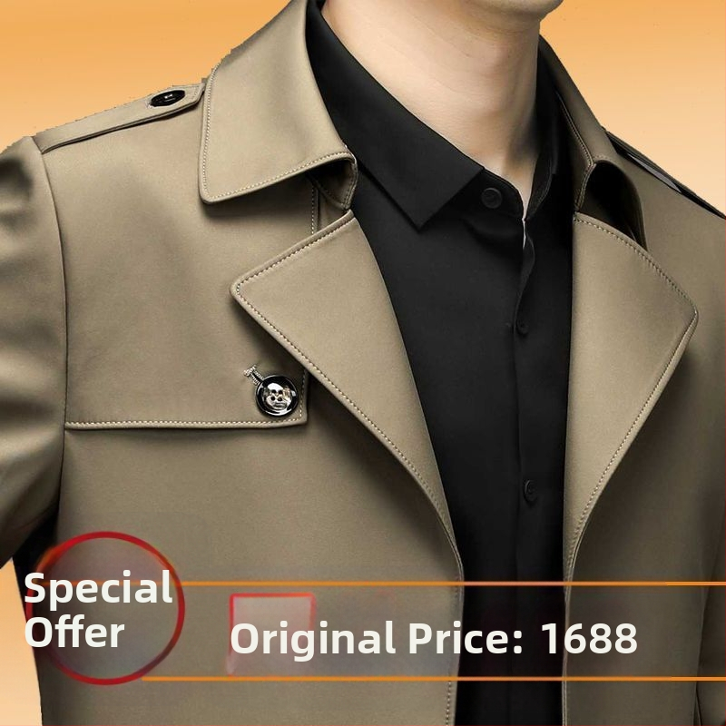 Fan Chao meeste sügis-talvise keskealiste meeste kvaliteetse trenšmantli ja fliisvoodriga jaki korea versioon, uus juhtimistunne vaba aja administreerimisel