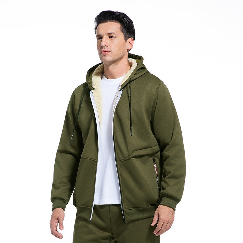 Határokon átnyúló, európai méretű, népszerű tavaszi és őszi vastagított báránypolár pulóver szett, Carhartt stílusú meleg kabát, munkaruha stílus, testreszabható