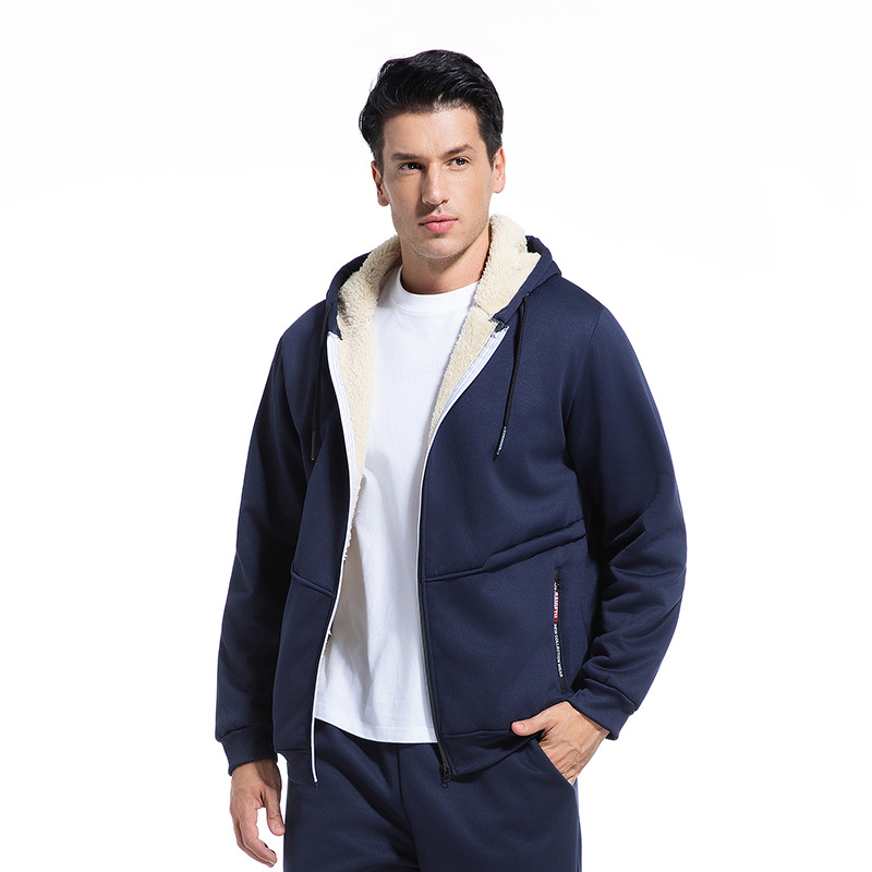 Határokon átnyúló, európai méretű, népszerű tavaszi és őszi vastagított báránypolár pulóver szett, Carhartt stílusú meleg kabát, munkaruha stílus, testreszabható