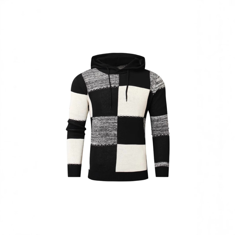 Toamna și iarna bărbaților pulover transfrontalier tricotat slim-fit în carouri, culori asortate, casual, modă sport