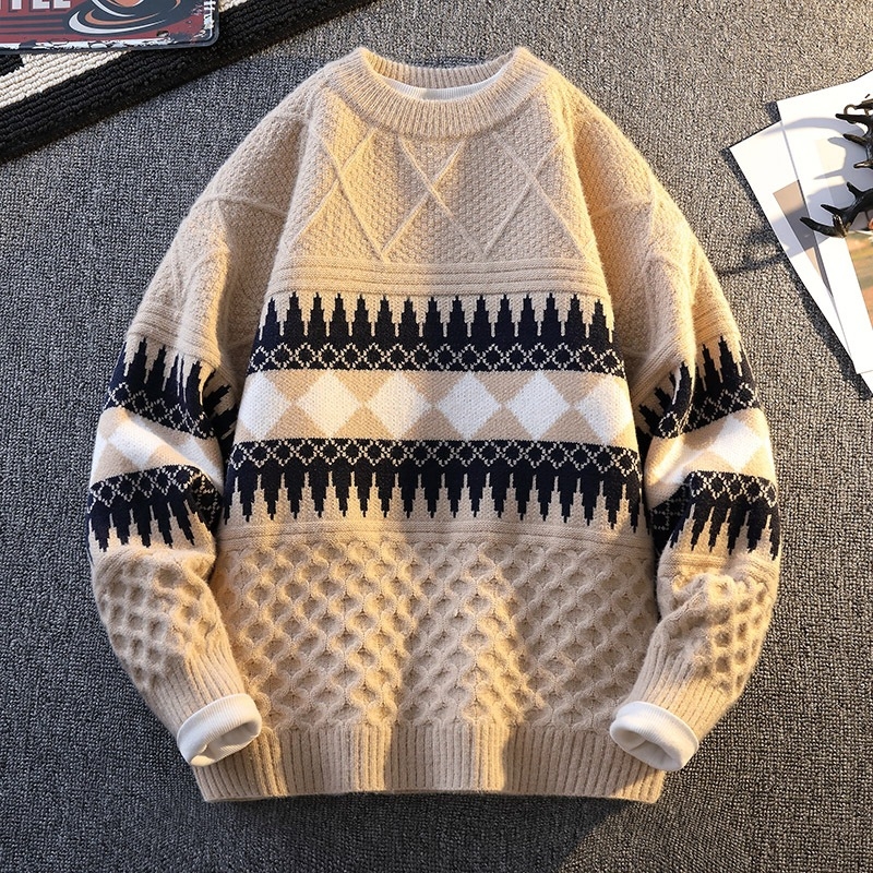 Benmingnian Big Red Sweater Jesenný a zimný pánsky zahustený vysoko kvalitný pletený kabát s pleteným vzorom Rok hada pre páry