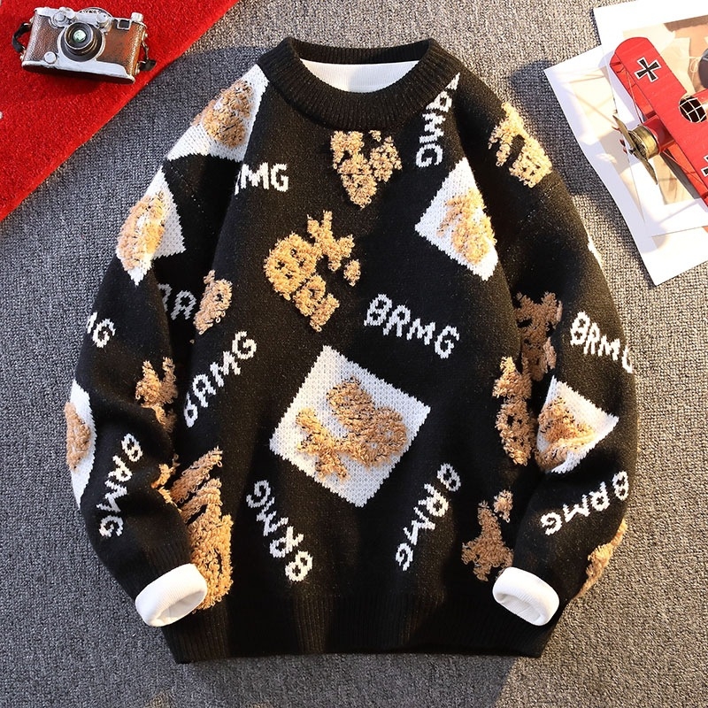 Benmingnian Big Red Sweater Jesenný a zimný pánsky zahustený vysoko kvalitný pletený kabát s pleteným vzorom Rok hada pre páry