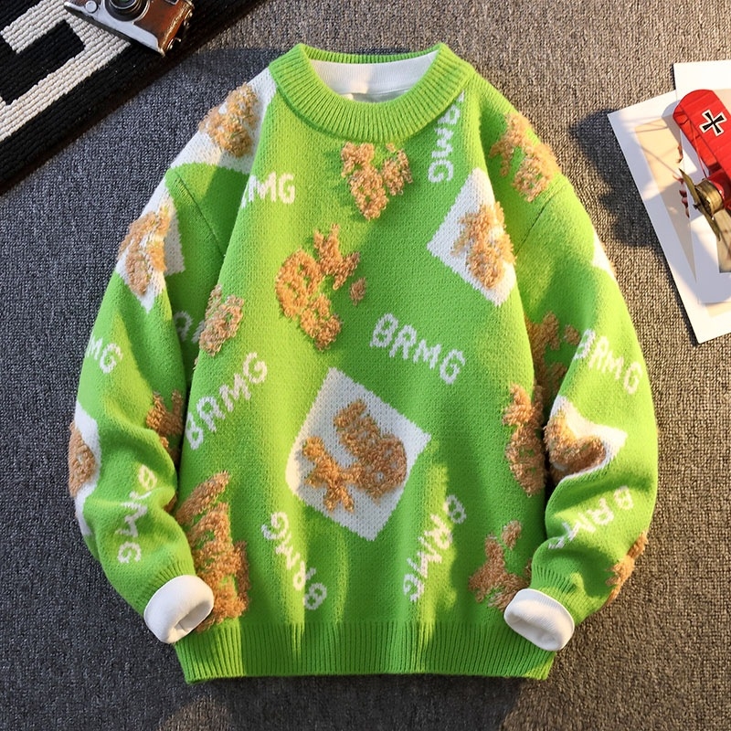 Benmingnian Big Red Sweater Jesenný a zimný pánsky zahustený vysoko kvalitný pletený kabát s pleteným vzorom Rok hada pre páry