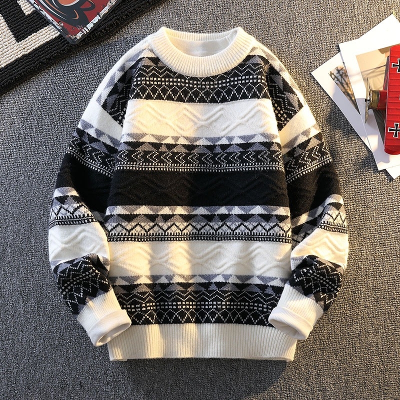 Benmingnian Big Red Sweater Jesenný a zimný pánsky zahustený vysoko kvalitný pletený kabát s pleteným vzorom Rok hada pre páry