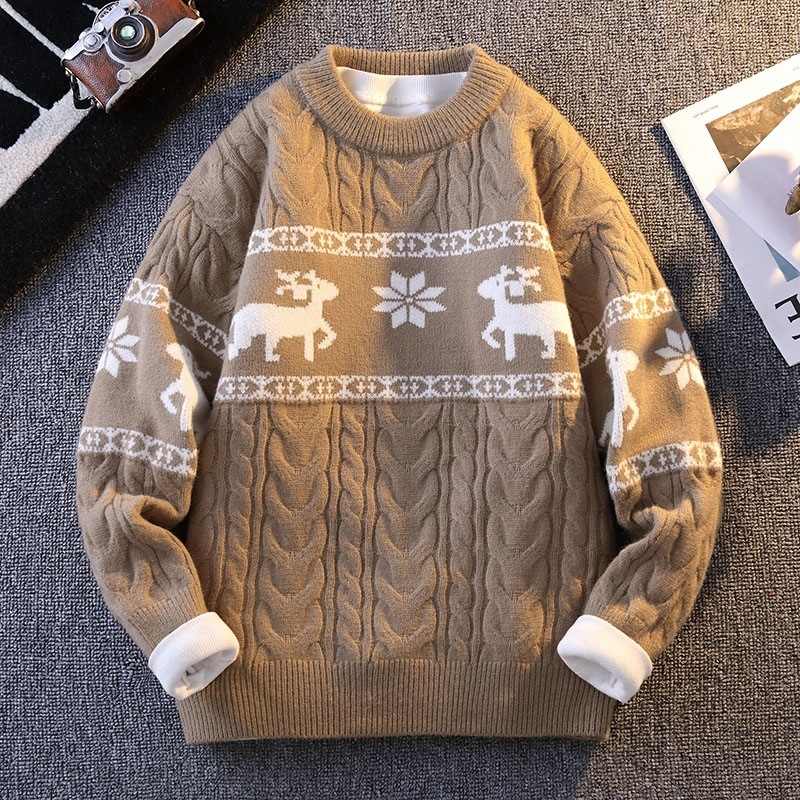 Benmingnian Big Red Sweater Jesenný a zimný pánsky zahustený vysoko kvalitný pletený kabát s pleteným vzorom Rok hada pre páry