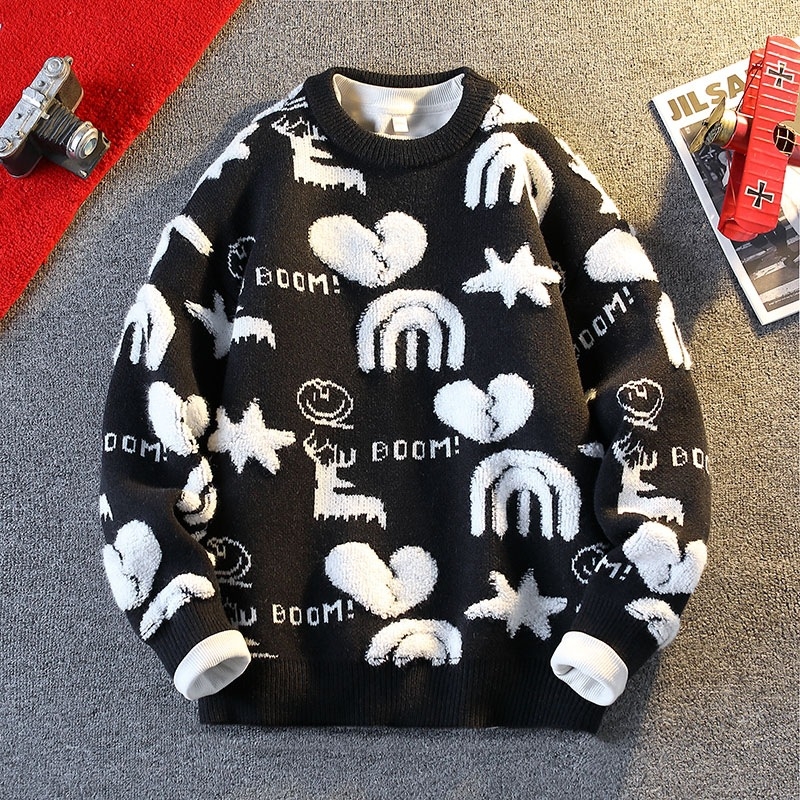 Benmingnian Big Red Sweater Jesenný a zimný pánsky zahustený vysoko kvalitný pletený kabát s pleteným vzorom Rok hada pre páry