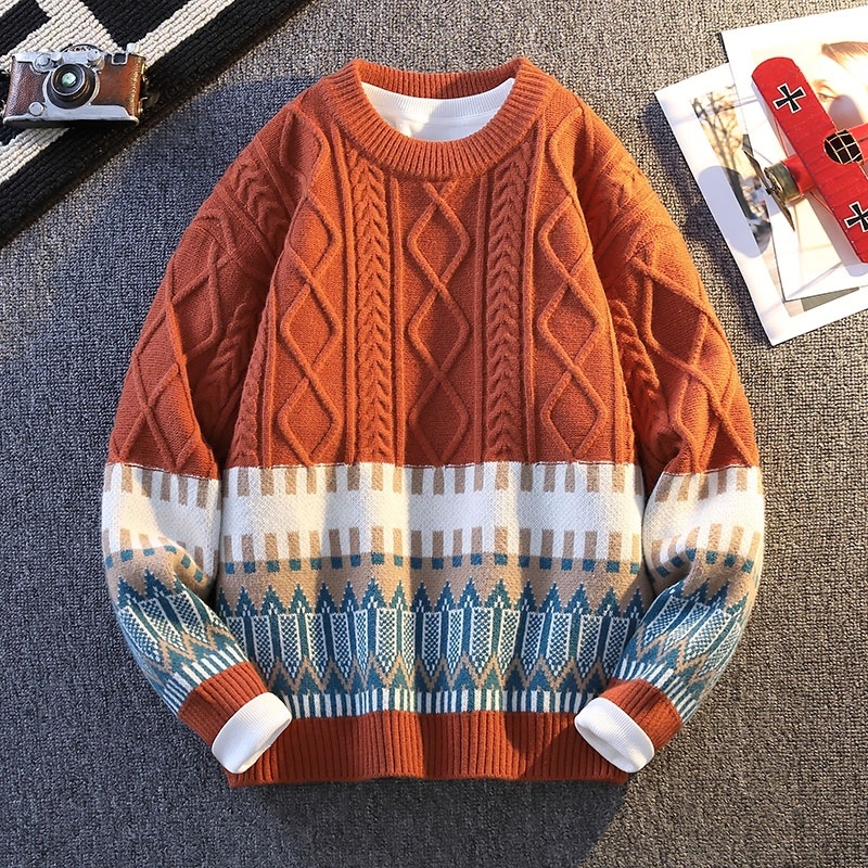 Benmingnian Big Red Sweater Jesenný a zimný pánsky zahustený vysoko kvalitný pletený kabát s pleteným vzorom Rok hada pre páry