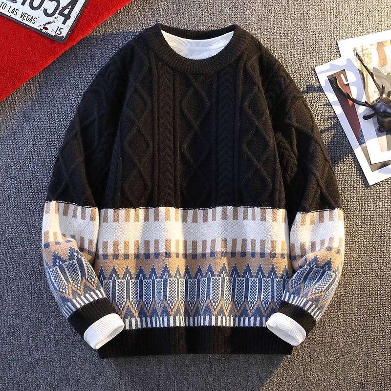 Benmingnian Big Red Sweater Jesenný a zimný pánsky zahustený vysoko kvalitný pletený kabát s pleteným vzorom Rok hada pre páry