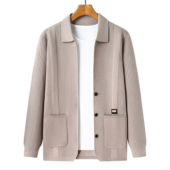 Άνοιξη και Φθινόπωρο Νέο Ανδρικό Πλεκτό Ζακέτα με Πέτο, Μονόχρωμο, Μοντέρνο Ζακάρ, Χαλαρό, Casual, All-match Πουλόβερ Μπουφάν για Άνδρες