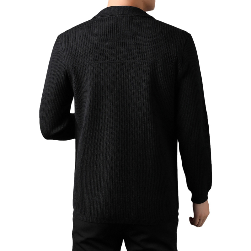 Cardigan tricotat pentru bărbați, cu rever, culoare solidă, la modă, Jacquard, vrac, casual, all-match, pulover, jachetă pentru bărbați