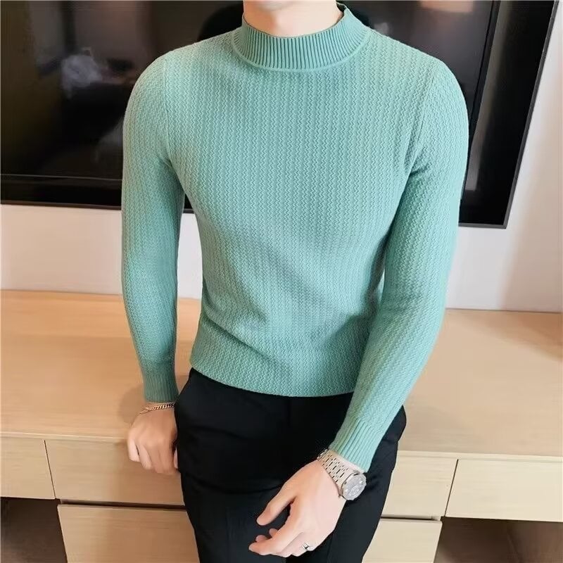 Bărbați, pulover cu guler rotund, tricotaje, modă de brand, frumos, toamnă și iarnă, cămașă de bază 2024, top elegant slim-fit pentru bărbați
