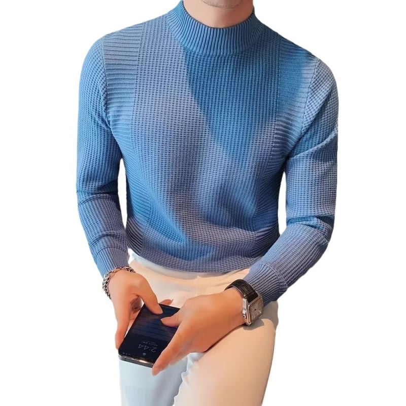 Bărbați, pulover cu guler rotund, tricotaje, modă de brand, frumos, toamnă și iarnă, cămașă de bază 2024, top elegant slim-fit pentru bărbați