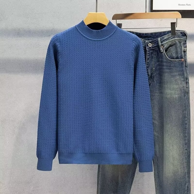 Bărbați, pulover cu guler rotund, tricotaje, modă de brand, frumos, toamnă și iarnă, cămașă de bază 2024, top elegant slim-fit pentru bărbați