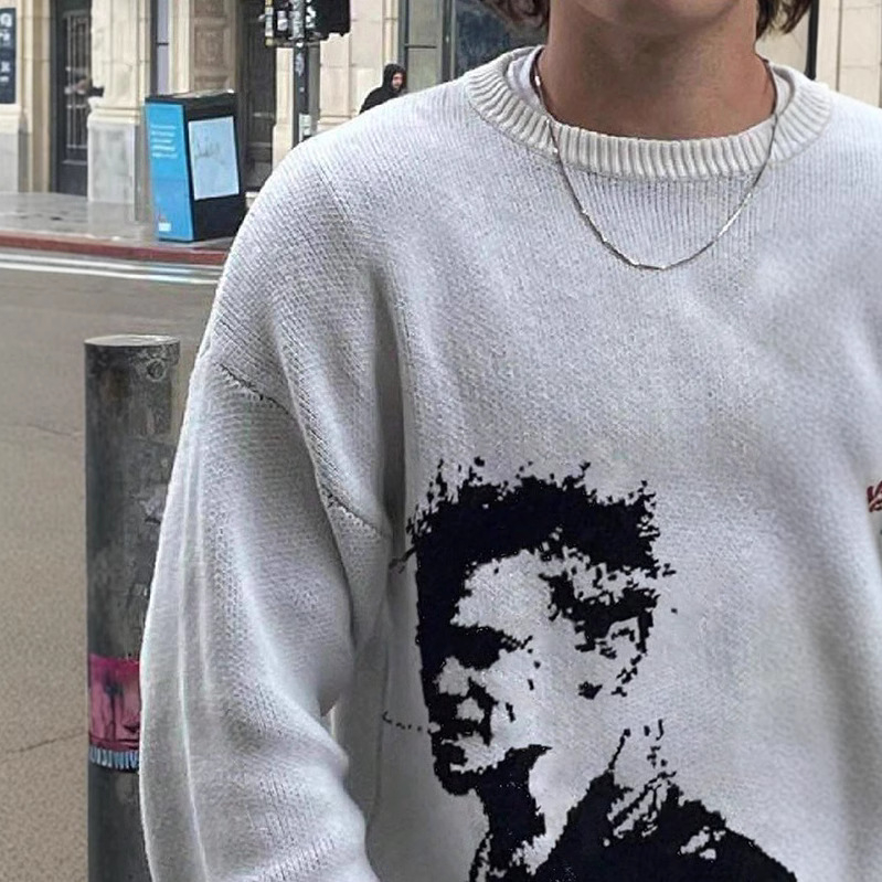 Pulover tricotat de înaltă calitate cu guler rotund, toamna și iarna 2024, cu model de cap de la AliExpress Amazon, lot de pulovere cu mânecă lungă