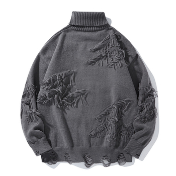 Αμερικανικό Πουλόβερ με Σχισμένο Φούντα και Ζιβάγκο, Χειμερινό, Ζεστό, Χαλαρό, Ανοιχτό, Casual, Ανδρικό Φθινοπωρινό και Χειμερινό Στυλ