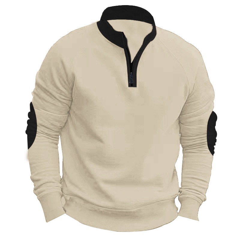 Amazon határokon átnyúló új színben illő őszi és téli laza, lezser, gyapjúbéléssel ellátott, vastag galléros pulóver félcipzáras, hosszú ujjú