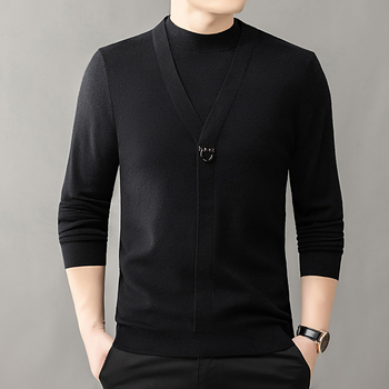 Bărbați primăvară și toamnă casual all-match top la modă fals pulover din două piese lumină lux de înaltă calitate toamnă și iarnă cămașă de bază