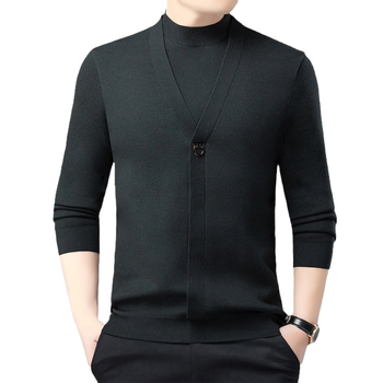 Bărbați primăvară și toamnă casual all-match top la modă fals pulover din două piese lumină lux de înaltă calitate toamnă și iarnă cămașă de bază