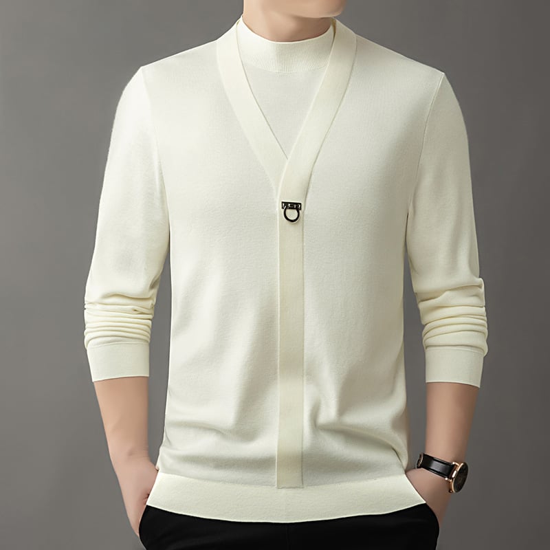 Bărbați primăvară și toamnă casual all-match top la modă fals pulover din două piese lumină lux de înaltă calitate toamnă și iarnă cămașă de bază