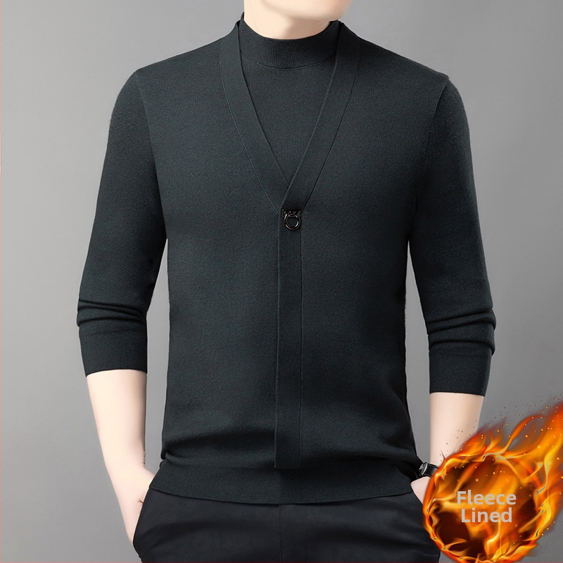 Bărbați primăvară și toamnă casual all-match top la modă fals pulover din două piese lumină lux de înaltă calitate toamnă și iarnă cămașă de bază