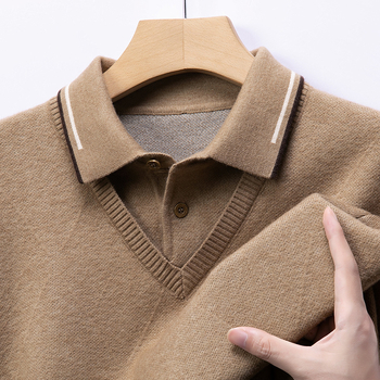 Vyrams skirtas vidutinio ir pagyvenusio amžiaus naujas, sutirštintas, netikras dviejų dalių tėčio žieminis megztinis, madingas šiltas megztinis, vyriškas Lel