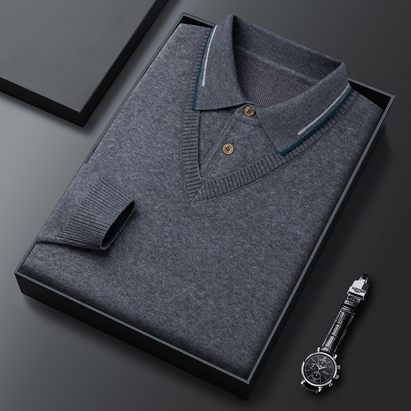 Vyrams skirtas vidutinio ir pagyvenusio amžiaus naujas, sutirštintas, netikras dviejų dalių tėčio žieminis megztinis, madingas šiltas megztinis, vyriškas Lel