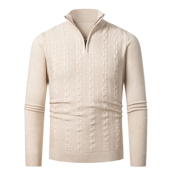 Zahraničný obchod Cezhraničný Polo-zipsový golier Pletený Pánsky Jesenný a Zimný Ležérny Sveter Základný Teplý Sveter Pánsky Sveter