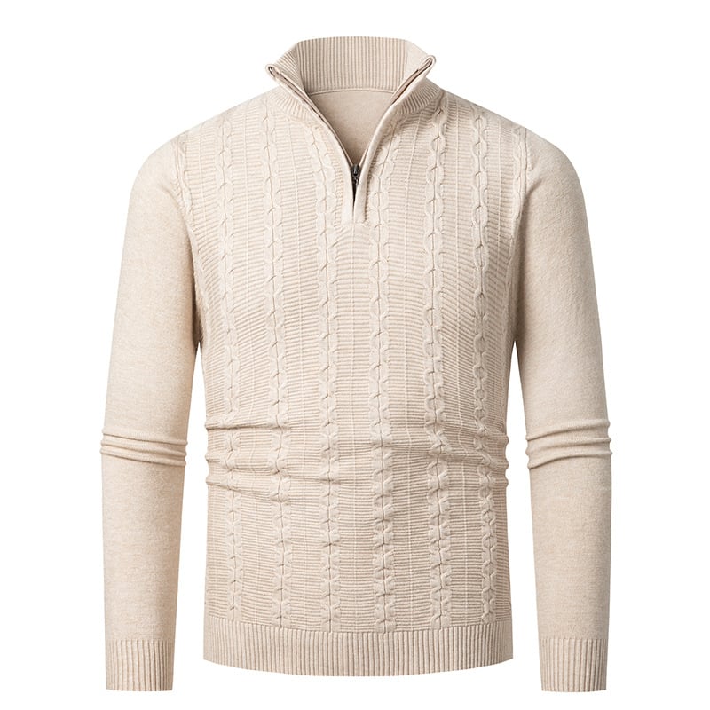 Zahraničný obchod Cezhraničný Polo-zipsový golier Pletený Pánsky Jesenný a Zimný Ležérny Sveter Základný Teplý Sveter Pánsky Sveter