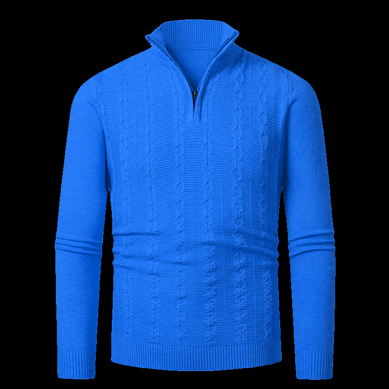 Zahraničný obchod Cezhraničný Polo-zipsový golier Pletený Pánsky Jesenný a Zimný Ležérny Sveter Základný Teplý Sveter Pánsky Sveter