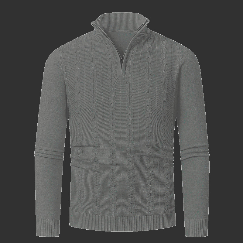 Zahraničný obchod Cezhraničný Polo-zipsový golier Pletený Pánsky Jesenný a Zimný Ležérny Sveter Základný Teplý Sveter Pánsky Sveter