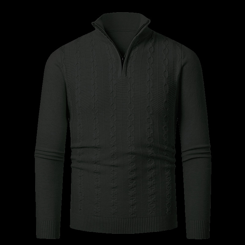 Zahraničný obchod Cezhraničný Polo-zipsový golier Pletený Pánsky Jesenný a Zimný Ležérny Sveter Základný Teplý Sveter Pánsky Sveter