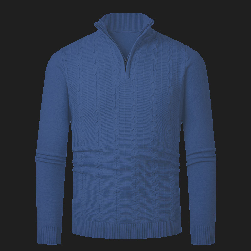 Zahraničný obchod Cezhraničný Polo-zipsový golier Pletený Pánsky Jesenný a Zimný Ležérny Sveter Základný Teplý Sveter Pánsky Sveter