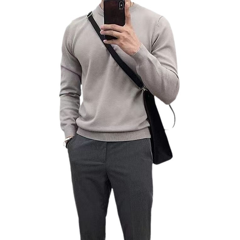 Pulover tricotat cu guler rotund pentru bărbați, stil coreean, slim fit, pentru toamnă și iarnă, 2024