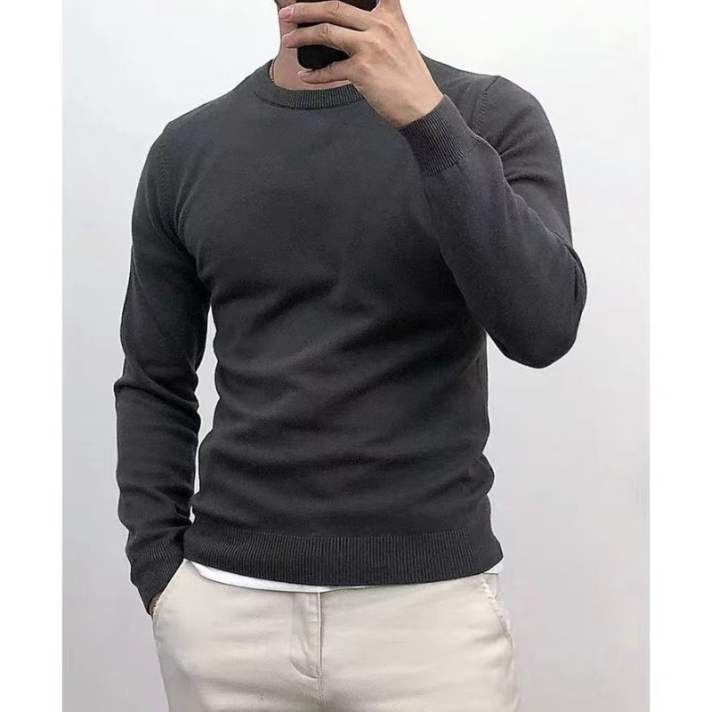 Pulover tricotat cu guler rotund pentru bărbați, stil coreean, slim fit, pentru toamnă și iarnă, 2024