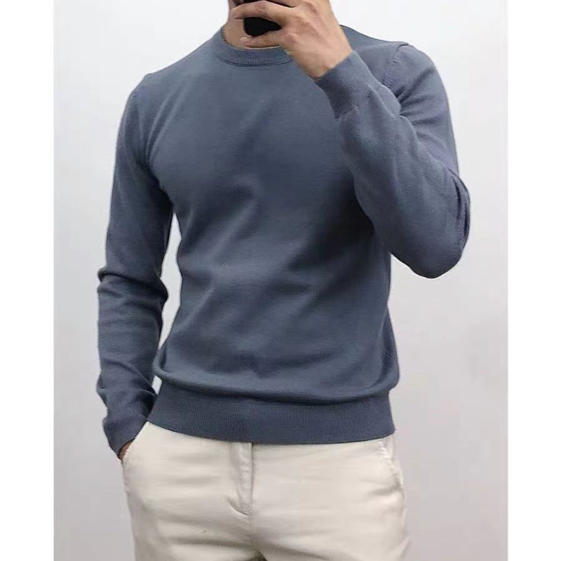 Pulover tricotat cu guler rotund pentru bărbați, stil coreean, slim fit, pentru toamnă și iarnă, 2024
