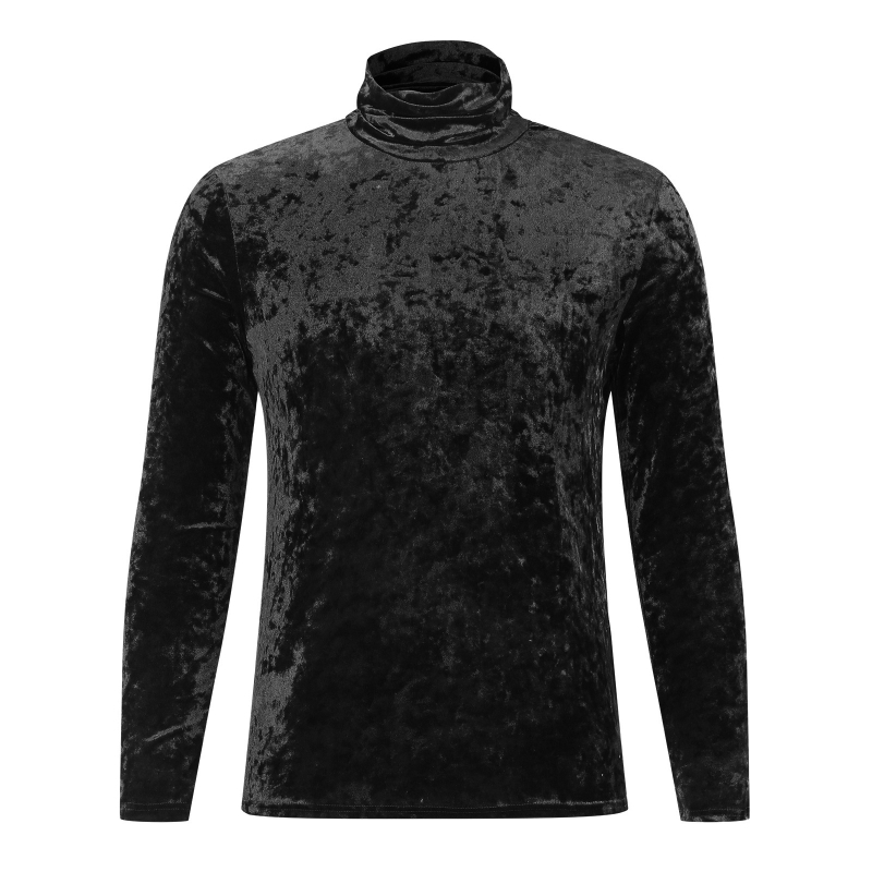 Tricou transfrontalier cu mânecă lungă, culoare solidă, strâmt, pentru bărbați europeni și americani, toamna și iarna, comerț exterior, cămașă cu guler înalt întoarsă din piele întoarsă