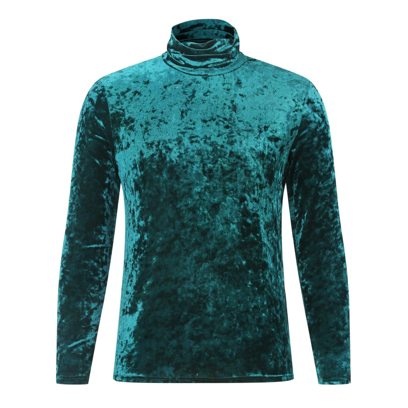 Tricou transfrontalier cu mânecă lungă, culoare solidă, strâmt, pentru bărbați europeni și americani, toamna și iarna, comerț exterior, cămașă cu guler înalt întoarsă din piele întoarsă